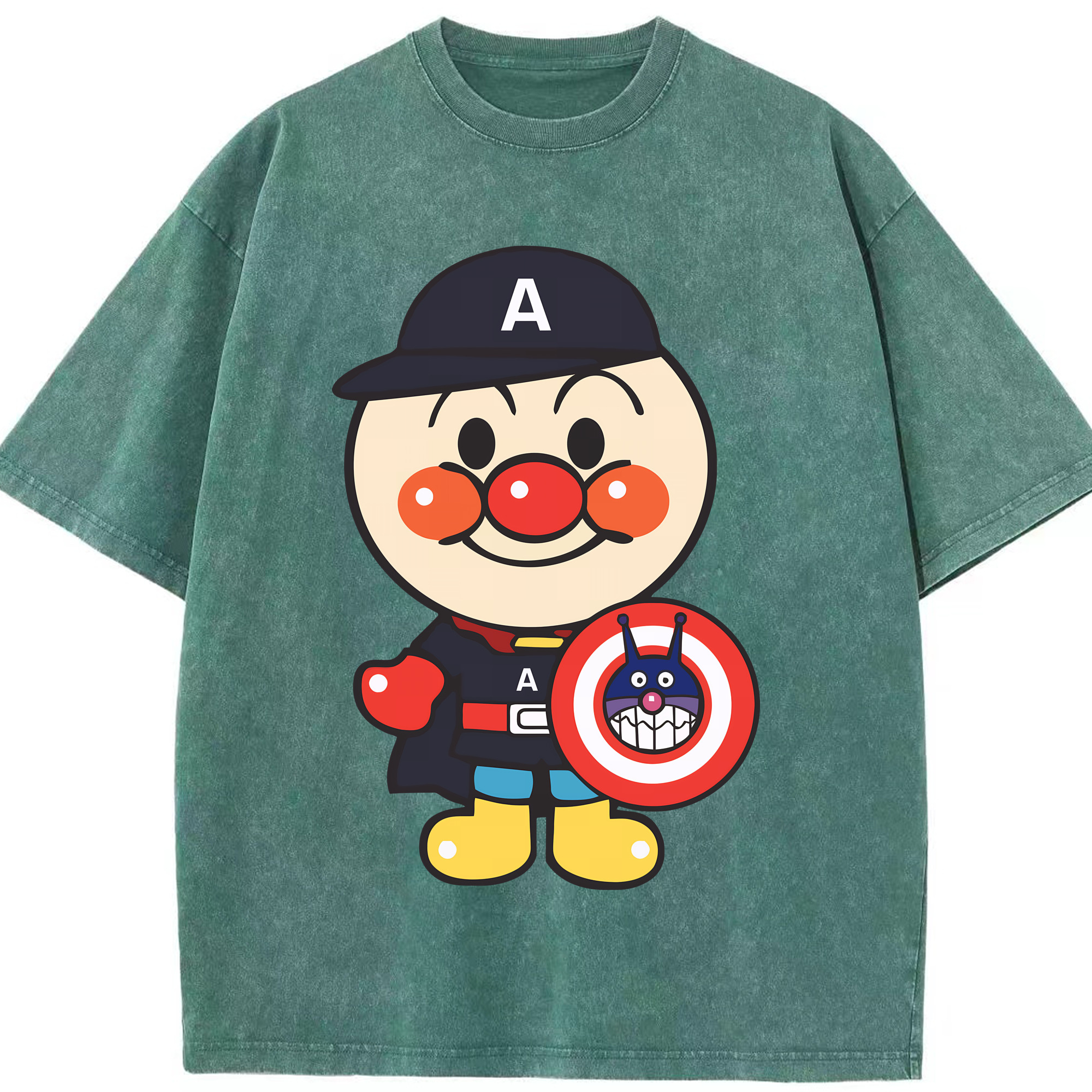 （画像用） アンパンマン Anpanman 綿100% ヴィンテージ風 半袖Tシャツ（フロントプリント）